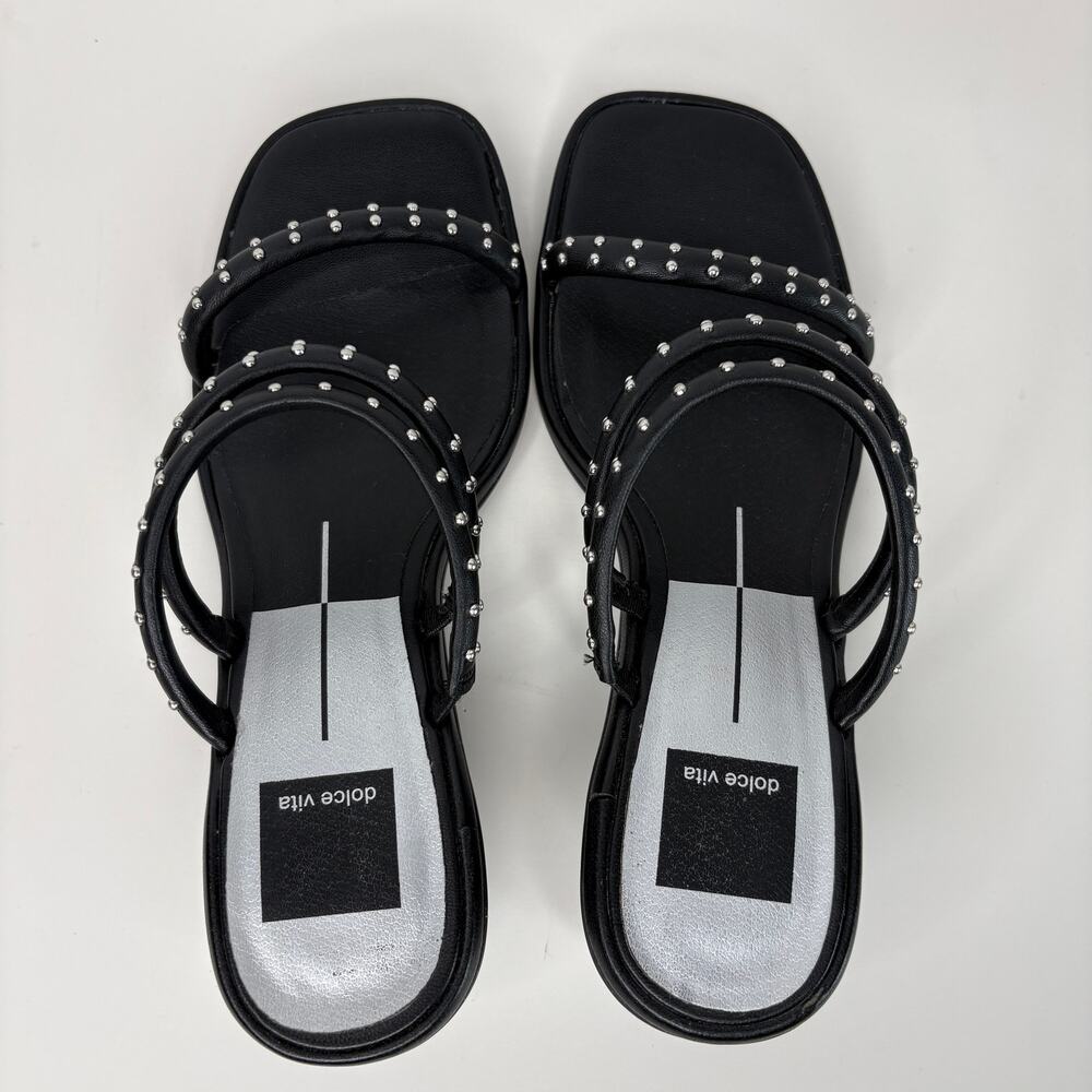 Dolce Vita Studded Black Slip On Square Toe Heeled Sandals - Women's Size 6.5 - Picture 3 of 6